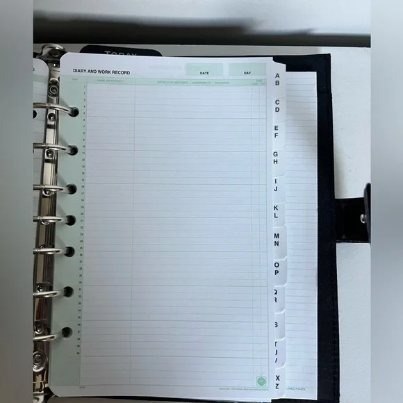 Vintage Day-Timer Black Leather 7-Ring Planner Organizer Binder Snap Like New - Picture 8 of 14
